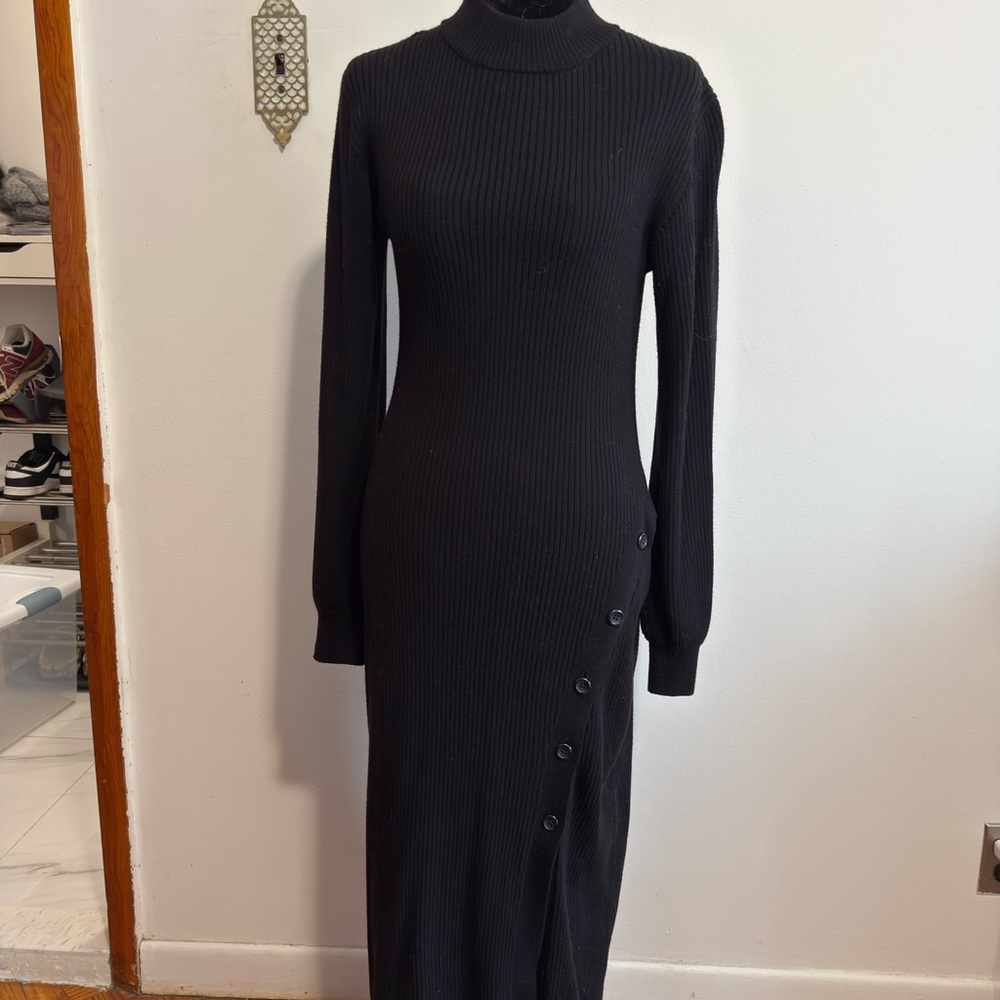 & Other Stories Black Long Sleeve Knit Dress